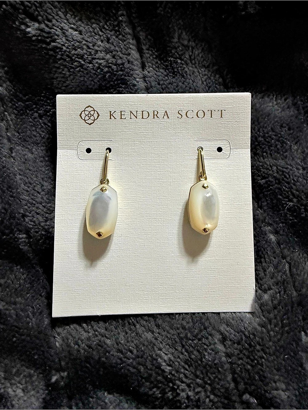Kendra Scott Lee Riveted Drop Earrings White & Gold NWT
